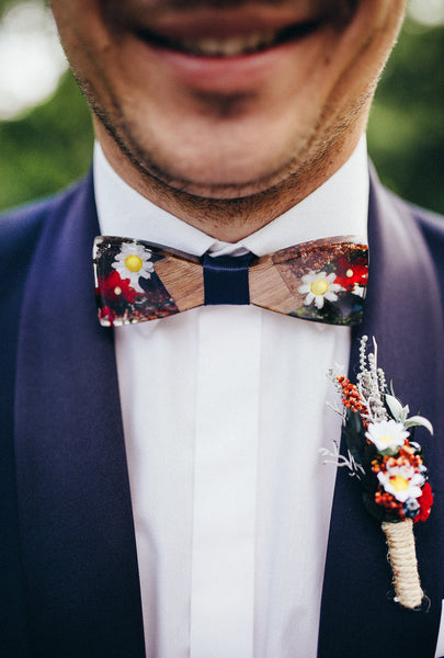 Bow tie Folk bow tie Men's accessories Wedding accessories Floral bow tie Wooden bow tie Magaela accessories Resin groom's bow tie
