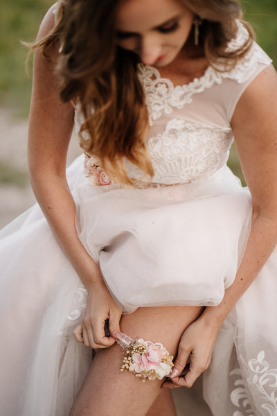 Wedding garter Pink and cream Romantic garter Wedding accessories Garter for bride Floral  garter Wedding garter Bridal floral garter