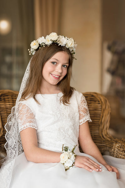 Flower communion bracelet Adjustable Bridesmaid bracelet Magaela accessories White floral bracelet 2021 Holy communion Flower girl Flower bracelet