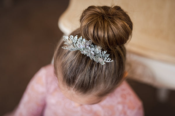 Silver hair comb for first holy communion