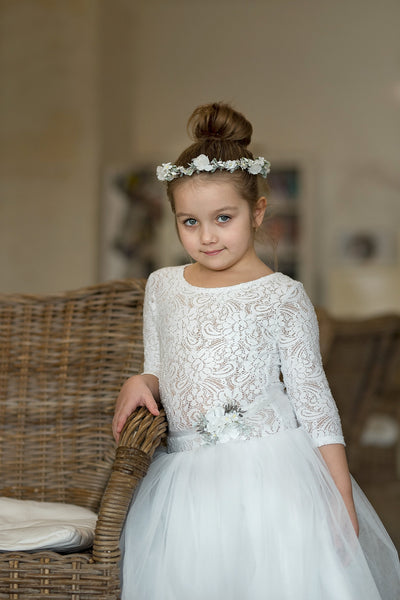 White hair crown for first holy communion Floral wreath Hair flowers Floral hair accessories Hair vine for girls Magaela Handmade