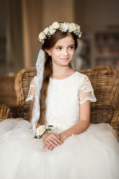 Flower communion bracelet Adjustable Bridesmaid bracelet Magaela accessories White floral bracelet 2021 Holy communion Flower girl Flower bracelet