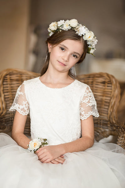 Flower communion bracelet Adjustable Bridesmaid bracelet Magaela accessories White floral bracelet 2021 Holy communion Flower girl Flower bracelet