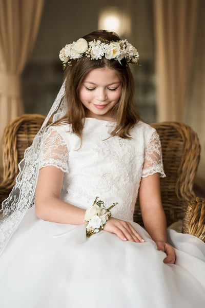 Flower communion bracelet Adjustable Bridesmaid bracelet Magaela accessories White floral bracelet 2021 Holy communion Flower girl Flower bracelet