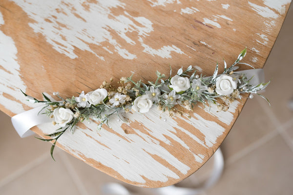 First holy communion floral belt with pearls