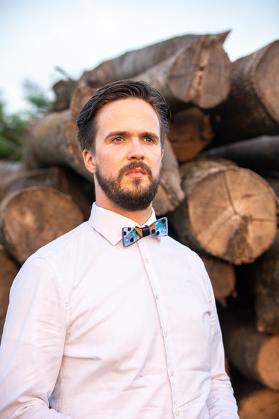 Blue wooden resin bow tie