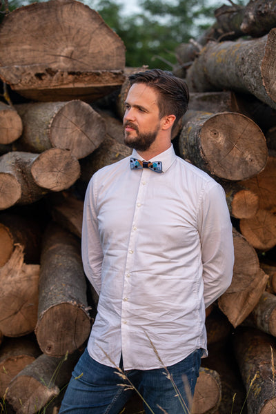 Blue wooden resin bow tie