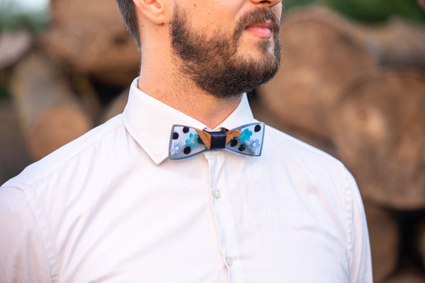 Blue wooden resin bow tie