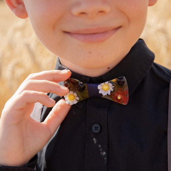 Folk wooden resin bow tie Men's accessories Children's bow tie Wedding accessories Handmade floral wooden bow tie Magaela accessories Resin