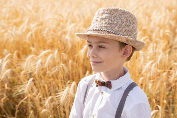 Children's brown wooden resin bow tie