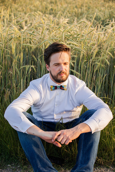 Colourful folk wooden resin bow tie Men's accessories Pajarita de madera Wedding accessories Floral wooden bow tie Magaela accessories Resin