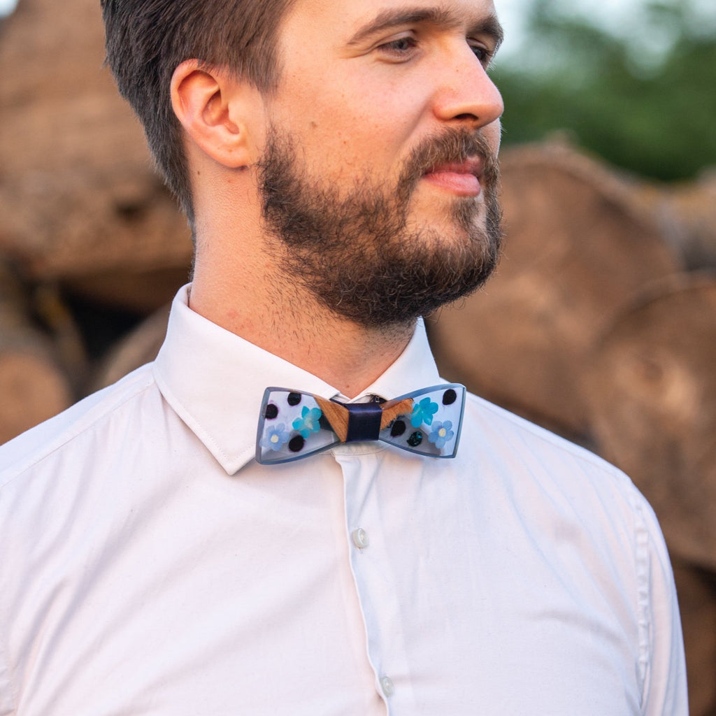 Blue wooden resin bow tie