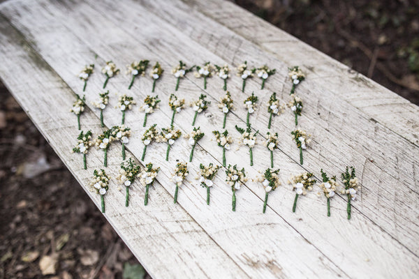 Mini boutonnieres for wedding guests Greenery baby's breath Wedding accessories Floral boutonnieres Groom's accessories Groom's corsage Best men boutonniere