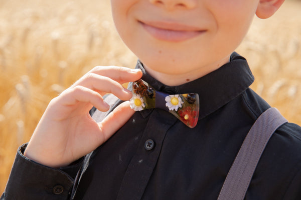 Folk wooden resin bow tie Men's accessories Children's bow tie Wedding accessories Handmade floral wooden bow tie Magaela accessories Resin