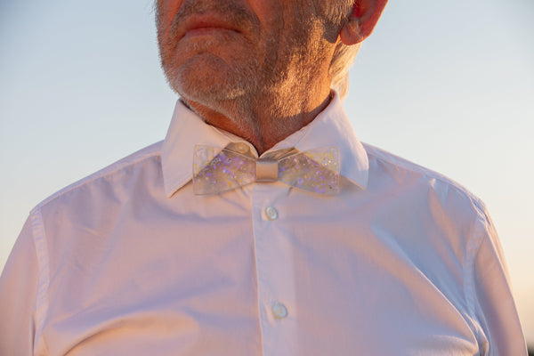 Transparent bow tie with glitters Men's accessories Neckties Wedding accessories Floral bow tie Wooden bow tie Magaela accessories Resin