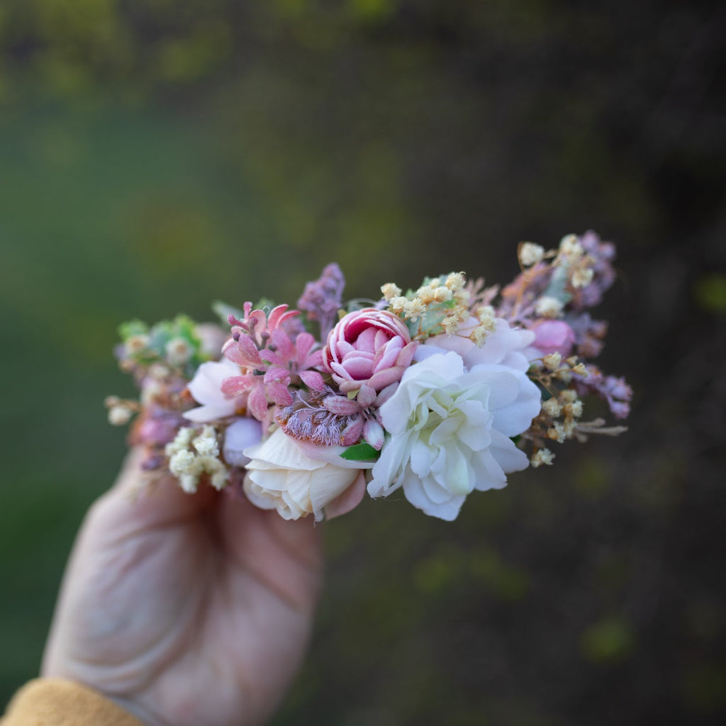 Romantic quarter wreath with pink flowers Hair flowers Romantic wedding Pink peony hair wreath Magaela Flower accessories