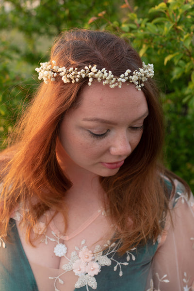 Baby's breath flower crown Natural bridal hair wreath Preserved baby's breath crown Wedding accessories Crown for bride Magaela Flower vine