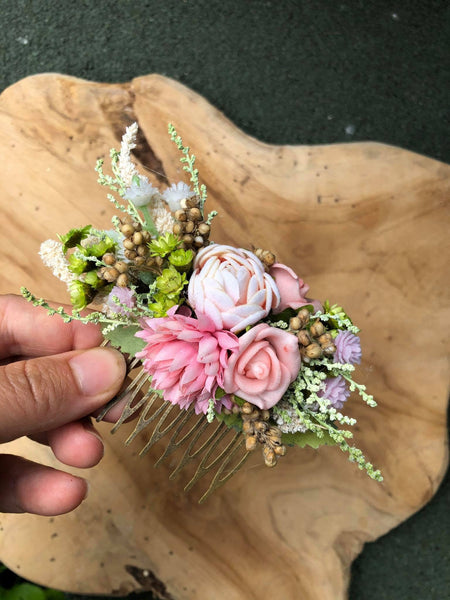 Pastel wedding hair comb Bridal flower comb Magaela accessories Romantic flower jewellery Peony romantic flower comb Wedding 2021