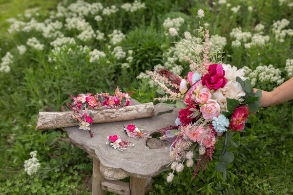 Raspberry pink wedding earrings