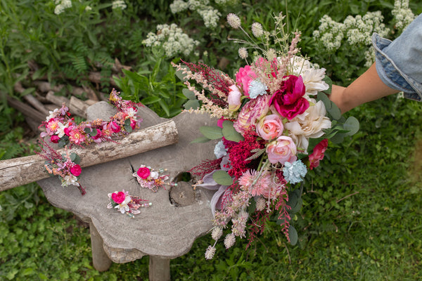 Raspberry pink wedding earrings