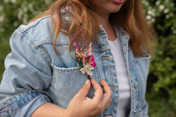 Raspberry groom's boutonniere Pink wedding buttonhole Flower accessories Fuchsia boutonniere Handmade Bestman boutonniere Groomsman