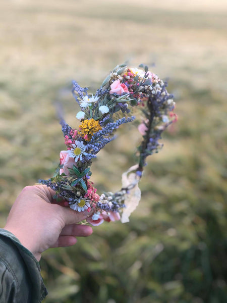 Meadowy summer flower wreath Bridal flower crown Wedding flower wreath Bridal accessories Hair crown for bride Handmade Magaela