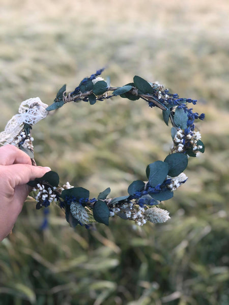 Greenery flower wreath with baby's breath lavender Flower crown with eucalyptus Bridal hair wreath Wedding wreath Magaela accessories