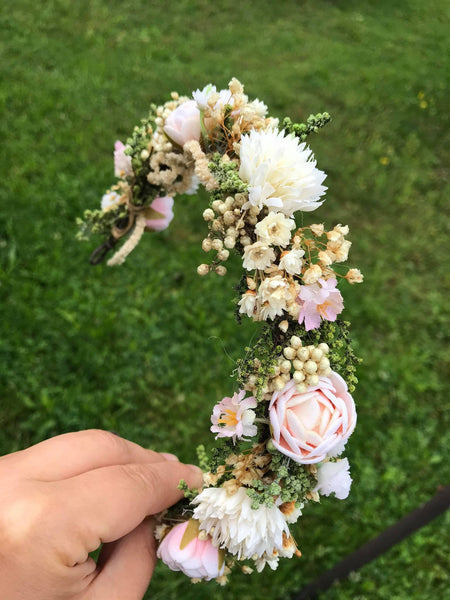 Wedding flower wreath Half crown in pastel colours Bridal accessories Hair accessories Pastel wedding wreath Handmade crown Baby's breath