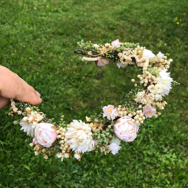 Wedding flower wreath Half crown in pastel colours Bridal accessories Hair accessories Pastel wedding wreath Handmade crown Baby's breath