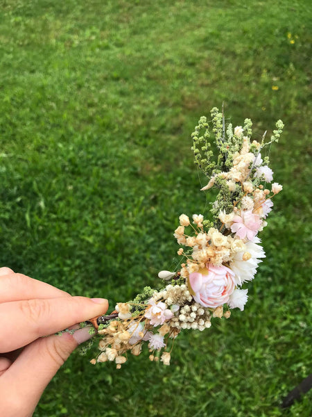 Wedding flower wreath Quarter crown in pastel colours Bridal accessories Hair accessories Pastel wedding wreath Handmade crown Baby's breath