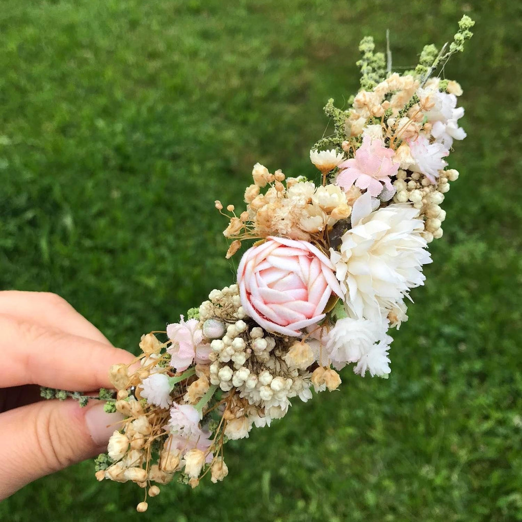 Wedding flower wreath Quarter crown in pastel colours Bridal accessories Hair accessories Pastel wedding wreath Handmade crown Baby's breath