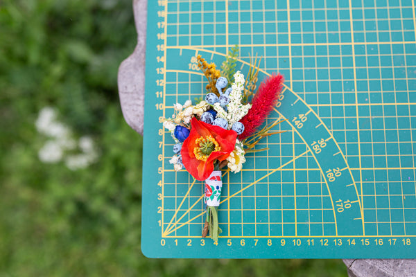Folk flower boutonniere Poppy flowers Accessories for groom Poppy boutonniere Handmade groom's boutonniere Wedding accessories