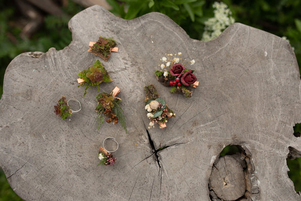 Wedding burgundy flower hair clip Bridal accessories Baby's breath clip Magaela accessories Wedding flower clip Red wine hair piece Handmade