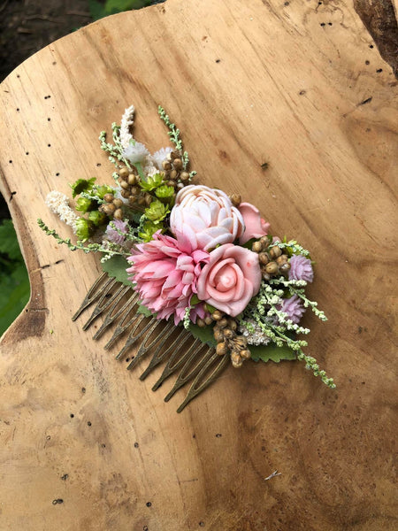 Pastel wedding hair comb Bridal flower comb Magaela accessories Romantic flower jewellery Peony romantic flower comb Wedding 2021