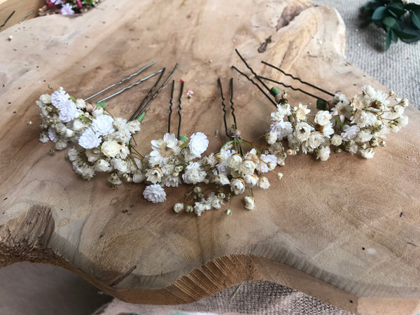 Off white wedding flower comb Beige bridal hair comb Decorative baby's breath comb Flower accessories Magaela Preserved flowers Bridal comb