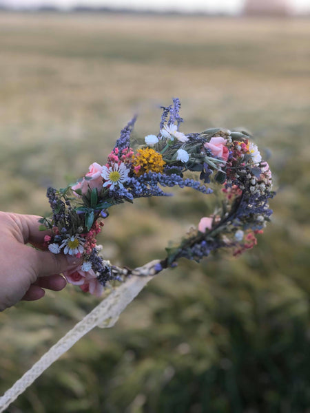 Meadowy summer flower wreath Bridal flower crown Wedding flower wreath Bridal accessories Hair crown for bride Handmade Magaela