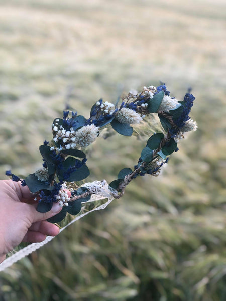 Greenery flower wreath with baby's breath lavender Flower crown with eucalyptus Bridal hair wreath Wedding wreath Magaela accessories