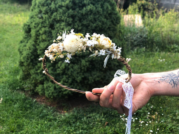 Ivory flower crown for mummy and daughter Beige Flower hair accessories Mother and daughter wreath Children's hair wreath Magaela