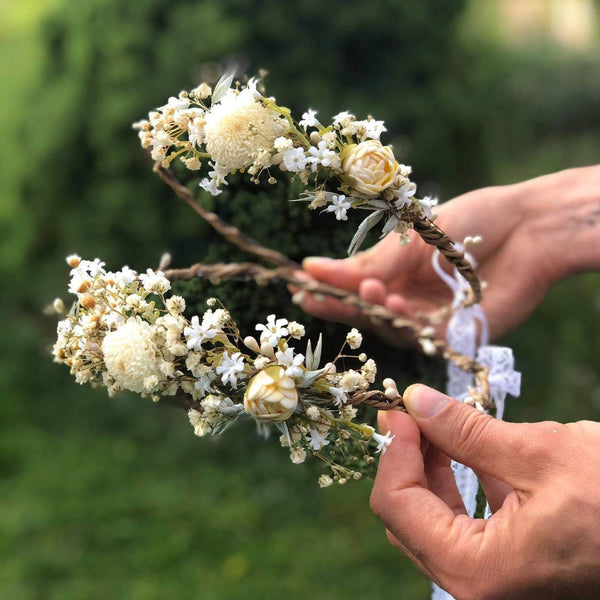 Ivory flower crown for mummy and daughter Beige Flower hair accessories Mother and daughter wreath Children's hair wreath Magaela