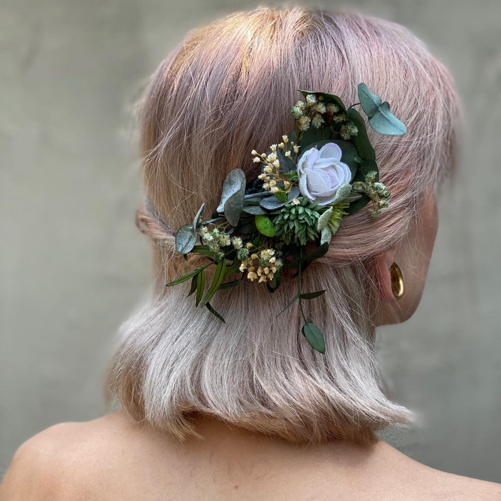 Greenery wedding hair comb Baby s breath bridal hair comb Flower hair magaela