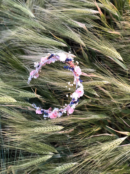 Romantic pink half wreath Wedding half wreath Bridal wreath Romantic style Bridal crown Magaela Bridal accessories Flowers Lavender