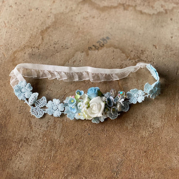 Blue and white wedding garter Bridal floral garter Handmade garter for bride Magaela accessories Blumen Romantic wedding garter Bride to be