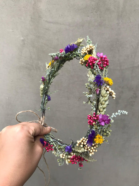 Natural meadow wedding wreath Ear of wheat Natural flower vine Flower accessories Wedding inspiration Hair flowers Bridal flower wreath