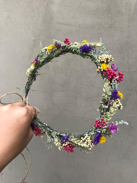 Natural meadow wedding wreath Ear of wheat Natural flower vine Flower accessories Wedding inspiration Hair flowers Bridal flower wreath