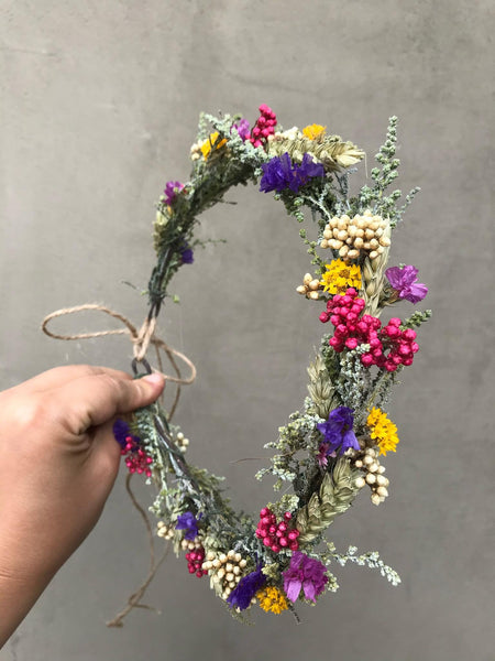 Natural meadow wedding wreath Ear of wheat Natural flower vine Flower accessories Wedding inspiration Hair flowers Bridal flower wreath