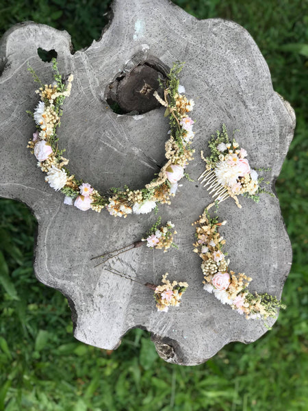 Wedding flower wreath Quarter crown in pastel colours Bridal accessories Hair accessories Pastel wedding wreath Handmade crown Baby's breath