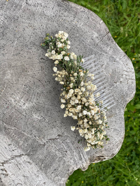 Ivory wedding flower comb Beige bridal hair comb Decorative baby's breath comb Flower accessories Magaela Preserved flowers Bridal comb