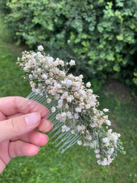 Ivory wedding flower comb Beige bridal hair comb Decorative baby's breath comb Flower accessories Magaela Preserved flowers Bridal comb