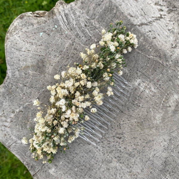 Ivory wedding flower comb Beige bridal hair comb Decorative baby's breath comb Flower accessories Magaela Preserved flowers Bridal comb