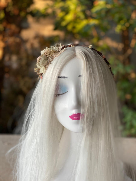 Pastel flower headband Wedding flower hairband Bridal accessories Blush headband for bride Magaela accessories Bridal headband Headpiece